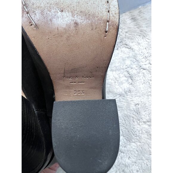 Rag & Bone Harrow Black Ankle Booties With Chunky Heel & Buckle Strap women size - Picture 8 of 9